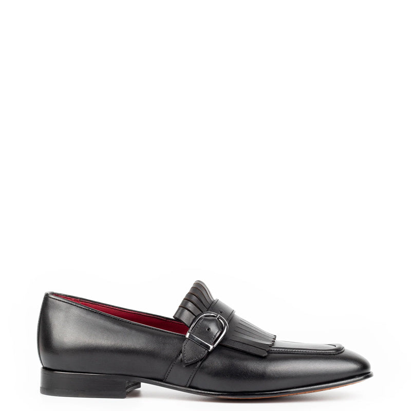 Premium Midnight Leather Single Monk Straps Blue Shoe
