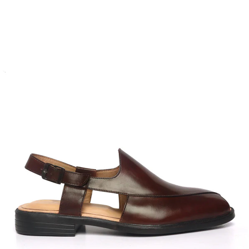 Cross Design Leather Comfort Peshawari Tan Sandal