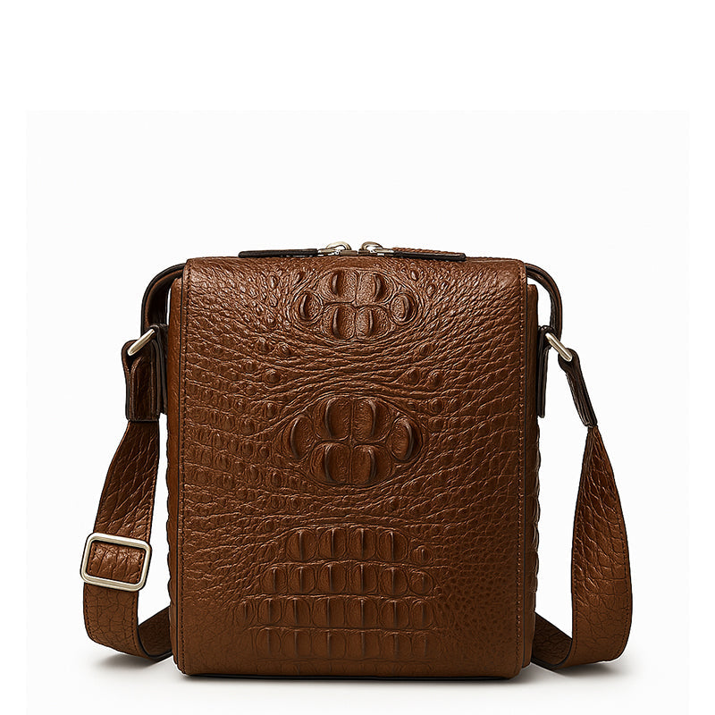 Men's Italian Crocodile Leather Blue Side Bag