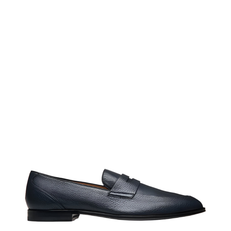 Classic Black Penny Loafer with Textured Leather