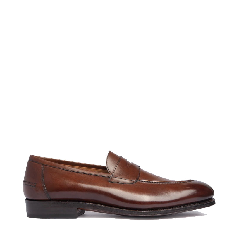 Plain Polished Leather Penny Burgundy Loafer For Men