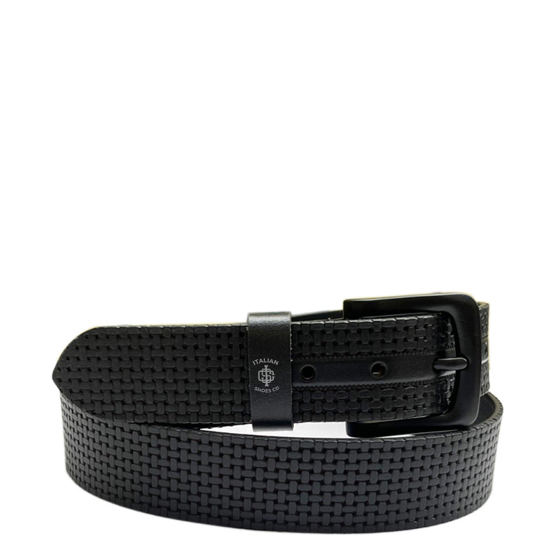 Strutturato Rilievo Black Leather Belt