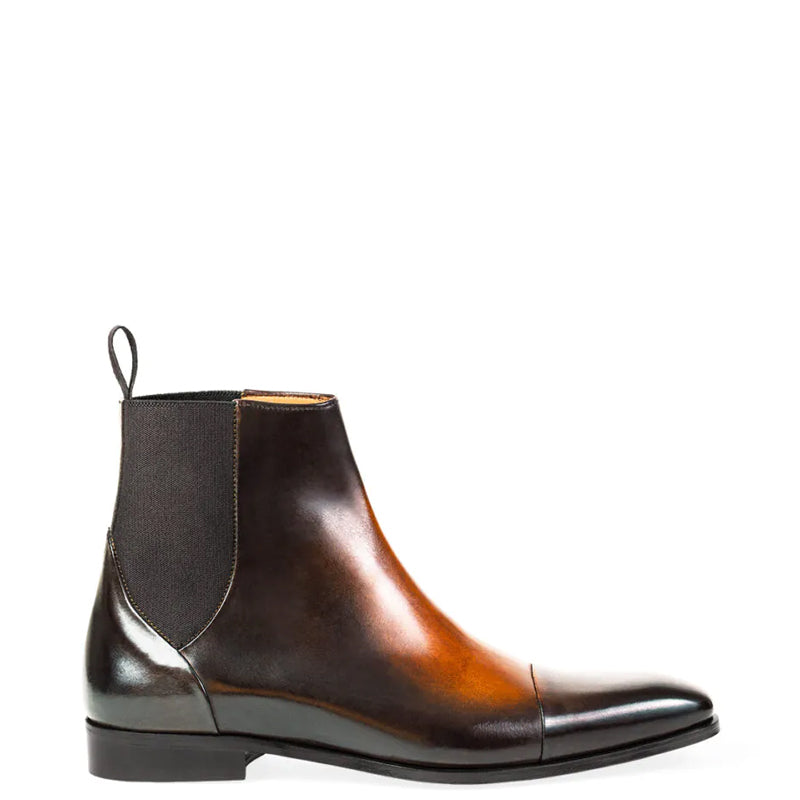 Polished Shiny Leather Cap-Toe Chelsea Boots