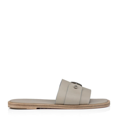 Men Slip-On Leather Off White Comfort Sandal