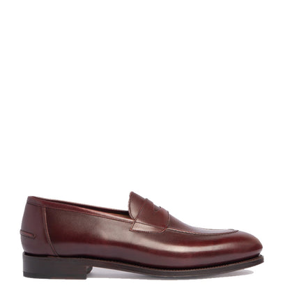 Polished Plain Leather Penny Brown Loafer For Men