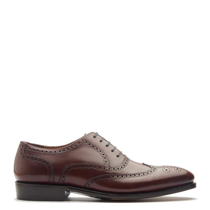 Men Lace-Up Leather Wingtip Oxford Black Shoe