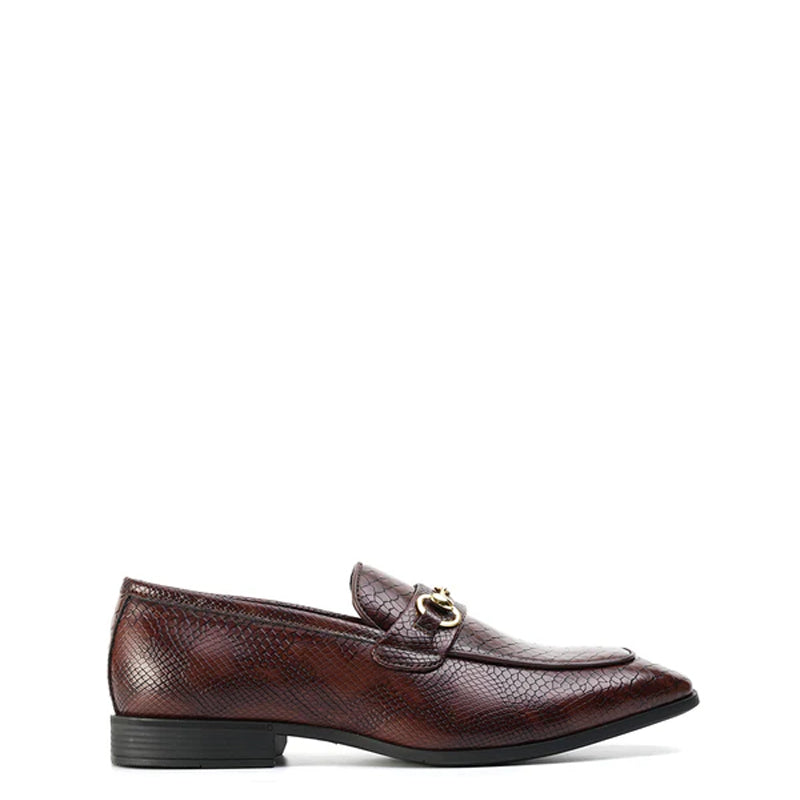 Men Horsebit Snake Effect Slip-On Shoes