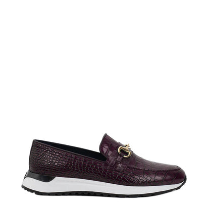 Crocodile Leather Loafer Men's Shoe Black