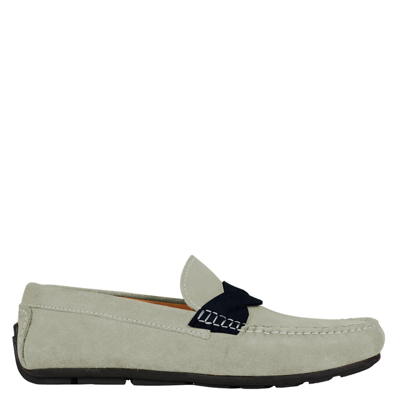 Penny Suede Cross Strap Leather Dark Brown Loafer