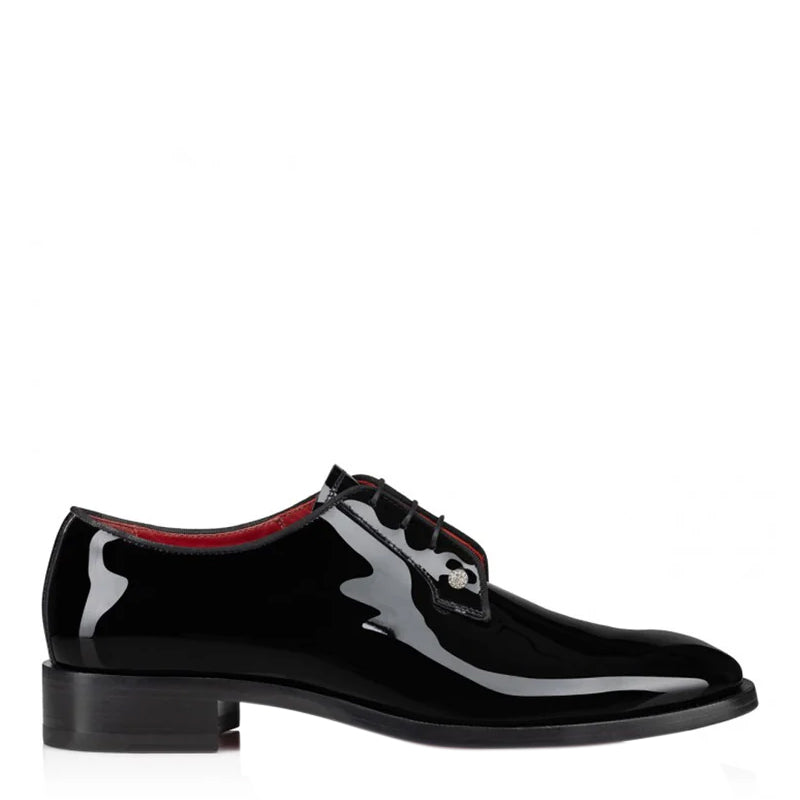 Men's Patent Leather Black Lace-up Shoes