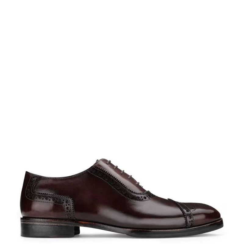 Classic Medallion Toe Polished Leather Oxford Shoes