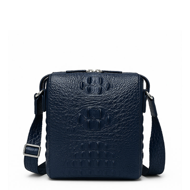 Men's Italian Crocodile Leather Black Side Bag