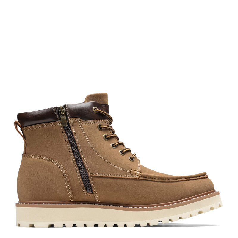 Men's Moc Toe Boot Fashion Comfort Casual Wedge Boot Tan