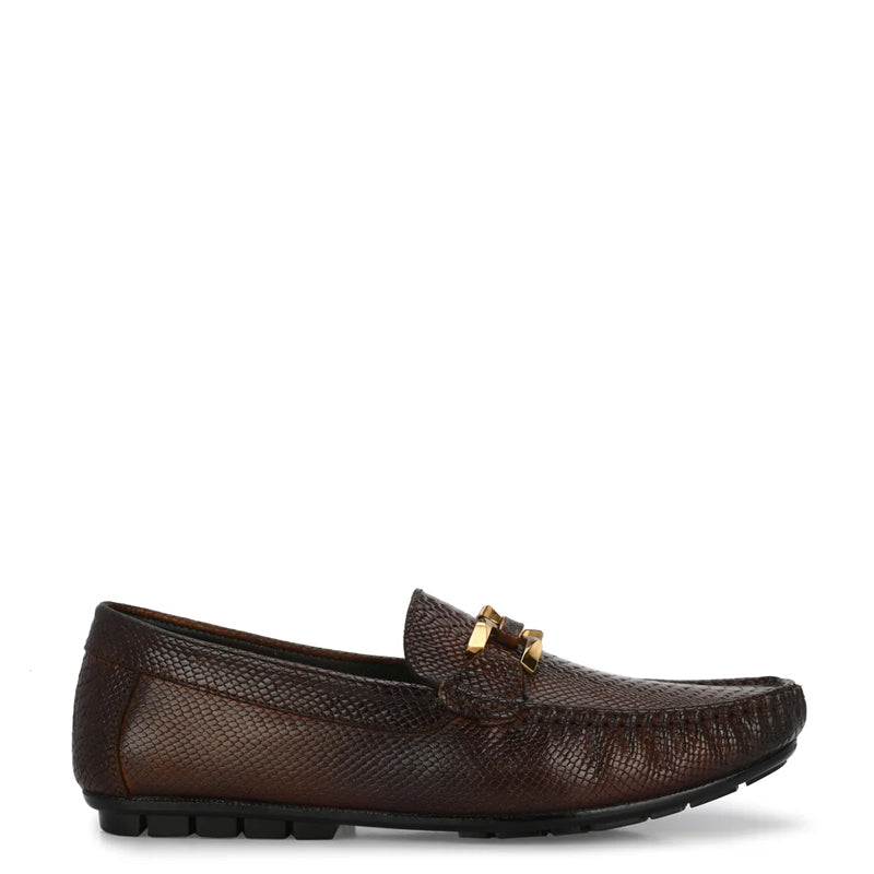 Premium Leather Buckled Brown Loafer For Men