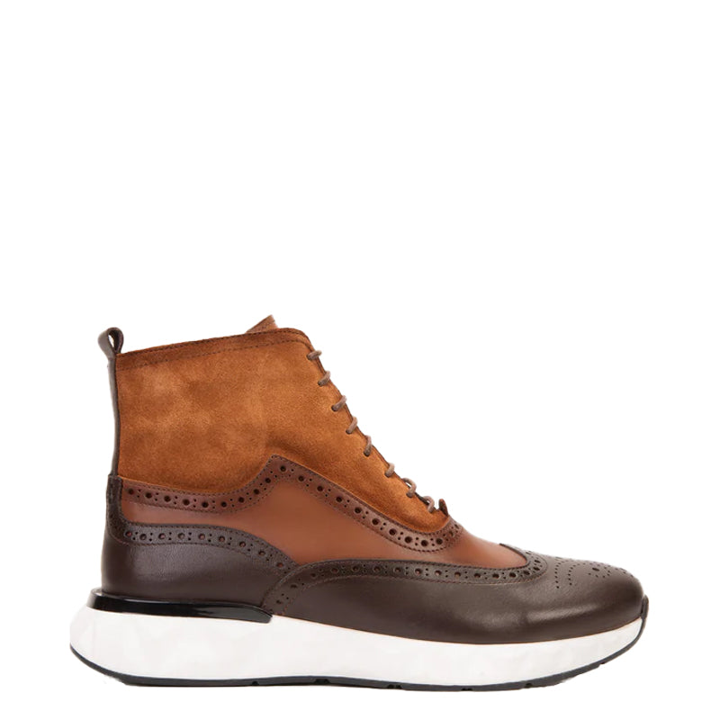 Premium Leather Lace-Up Wingtip Brown Boot