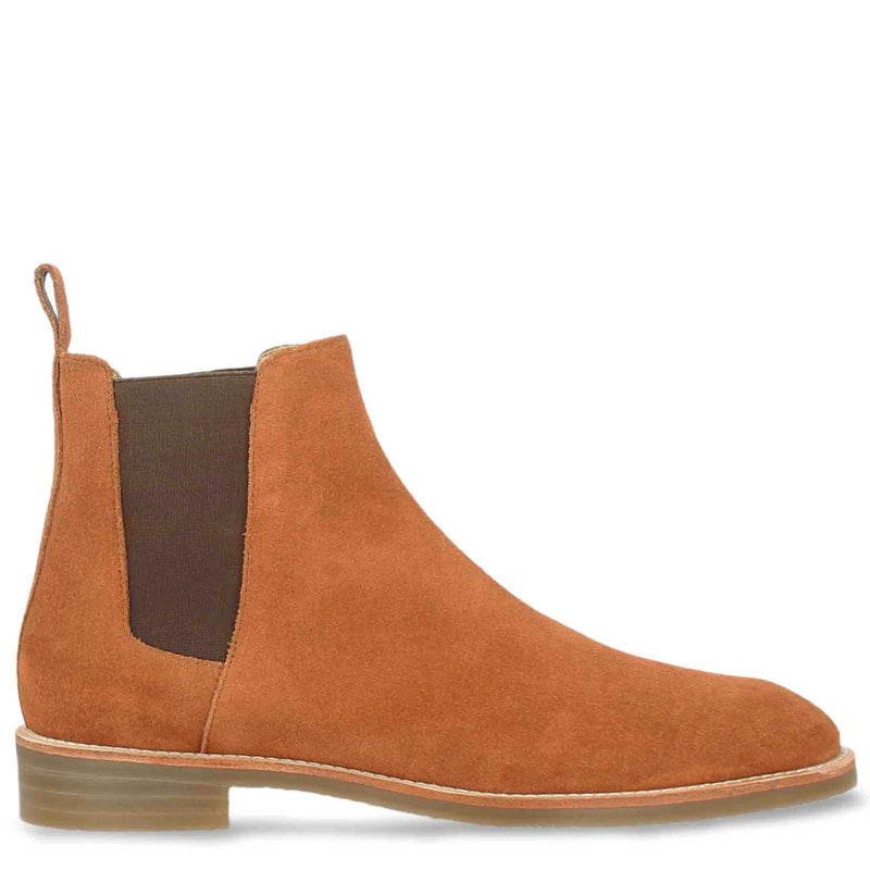 Men Solid Suede Leather Chelsea Boot Tan