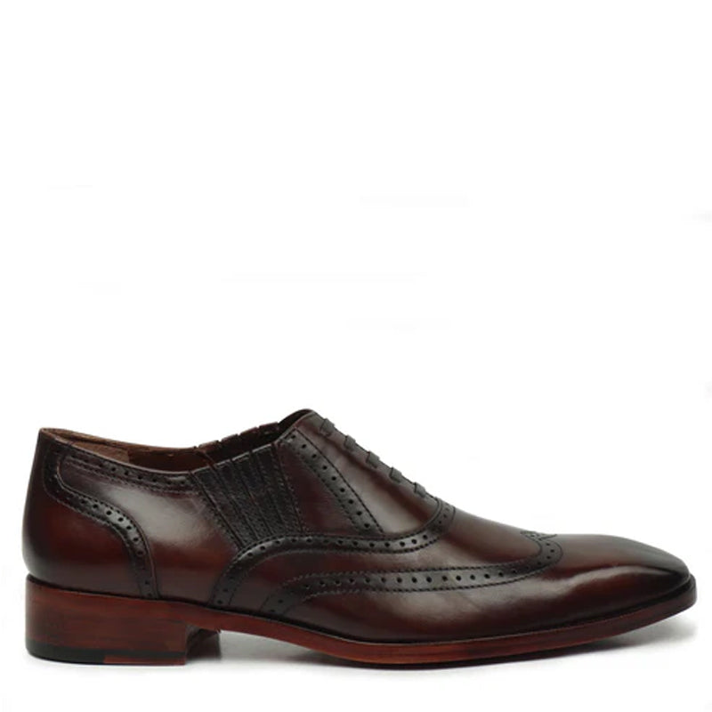 Leather Square Toe Lace-Up Oxford Brown Shoe