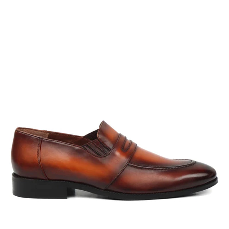 Brown Leather Penny Loafer For Men