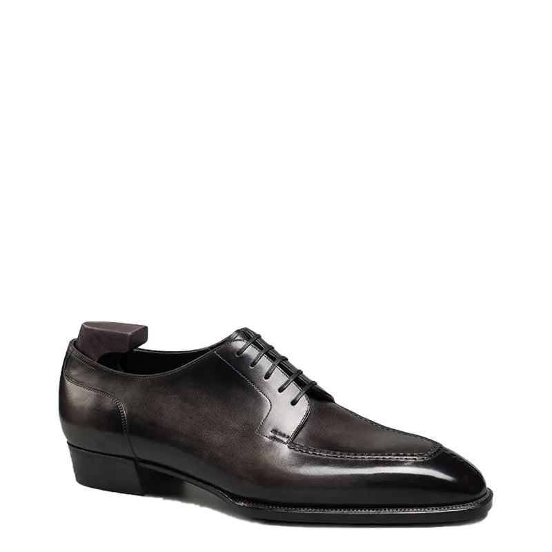 HandPainted Wholecut Split Toe Leather Oxford Black Shoe
