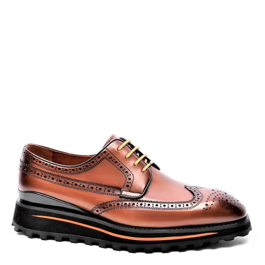 Luxury Shiny Leather Brogue Wingtip Shoe