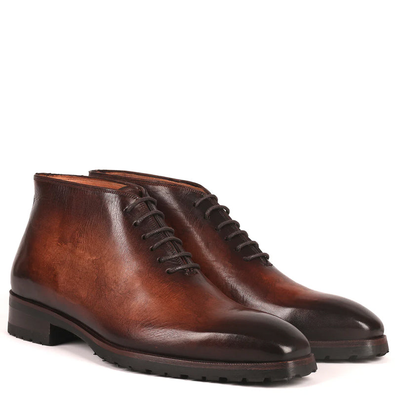 Men Custom Handmade Leather Ankle Boot Brown