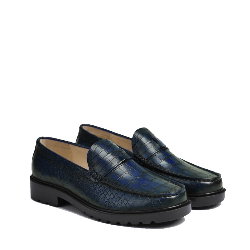 Men's Round Toe Croc Loafers