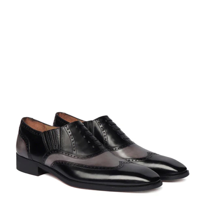 Leather Square Toe Lace-Up Oxford Olive Green Shoe