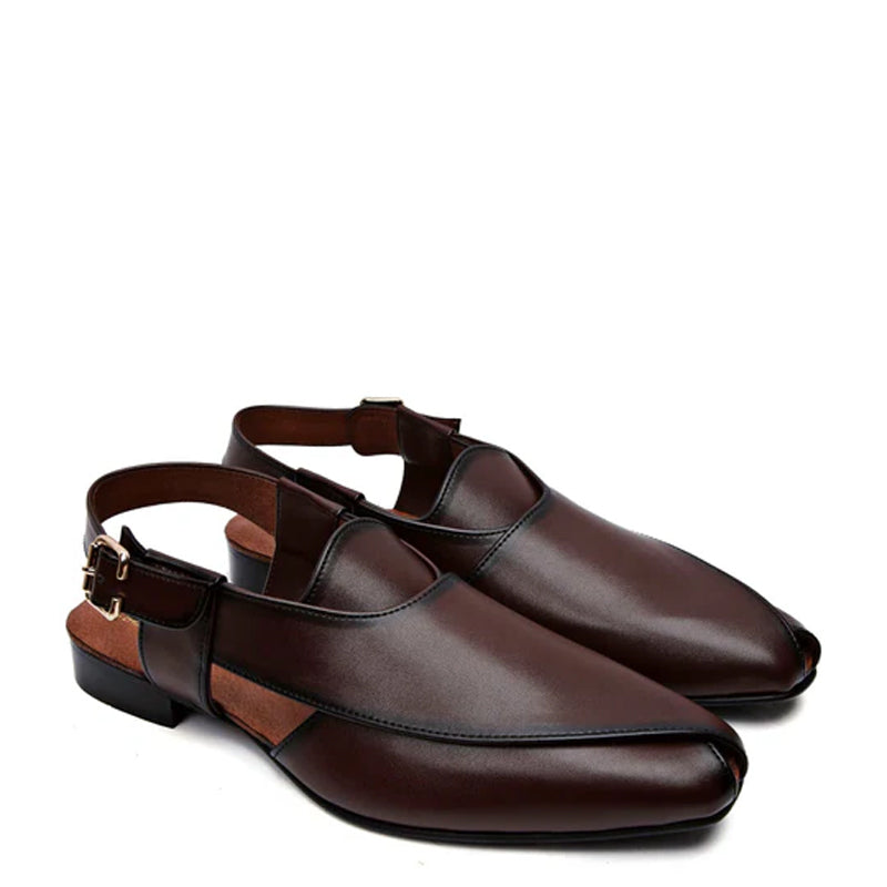 Premium Classic Leather Peshawari Beige Sandals