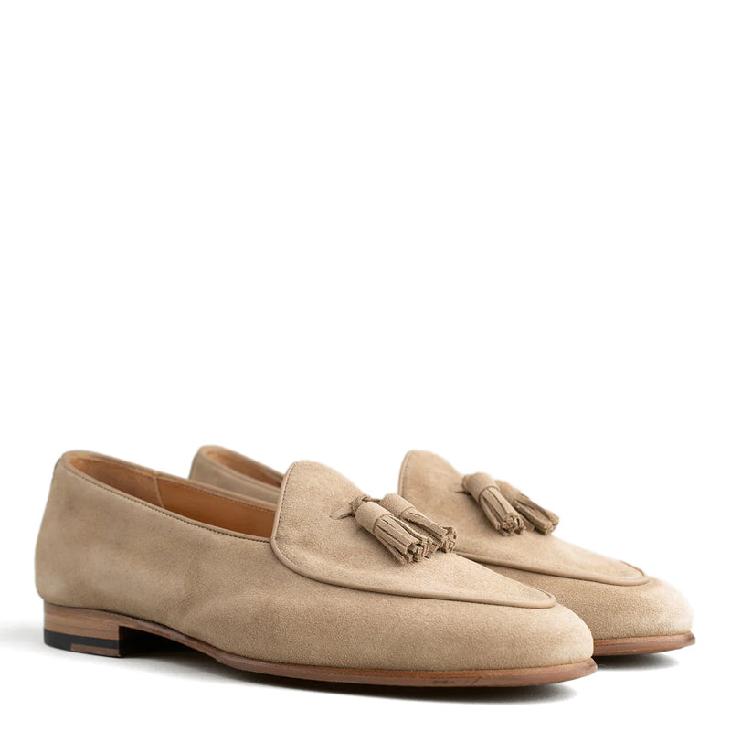 Luxury Belgian Tassel Loafer Grey Shoe For Men