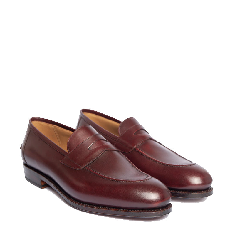 Polished Plain Leather Penny Brown Loafer For Men