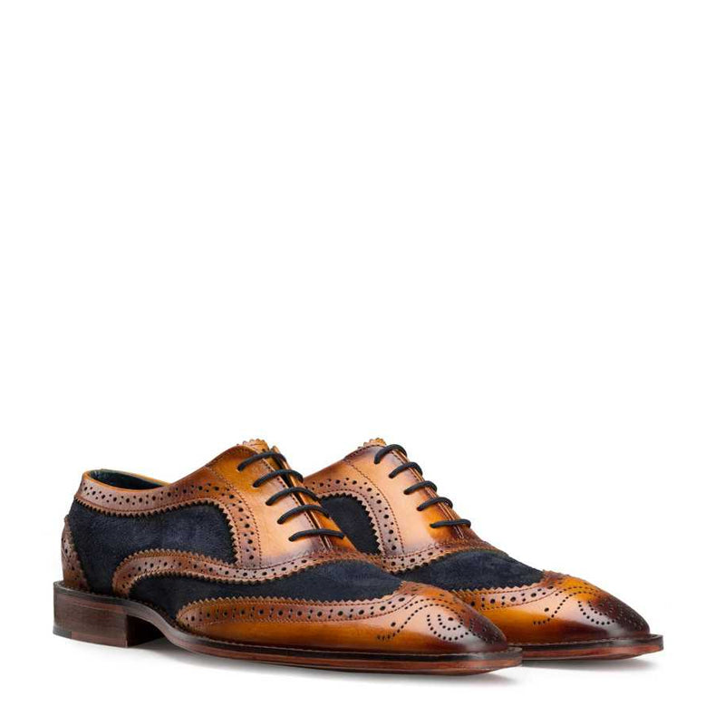 Leather Lace-UP Wingtip Oxford Shoes For Men