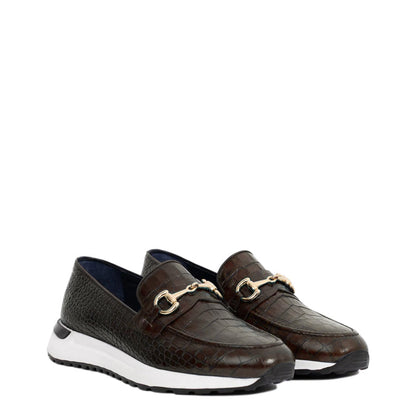 Crocodile Leather Loafer Men's Shoe Wine