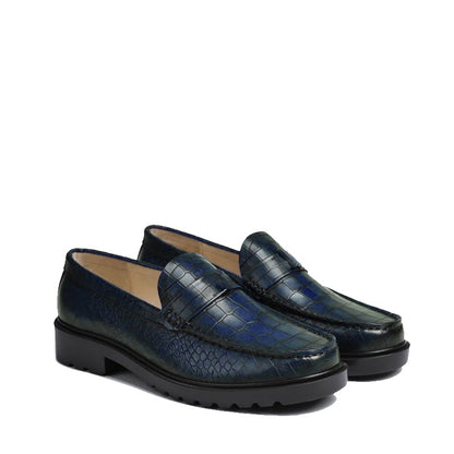 Men's Round Toe Croc Loafers