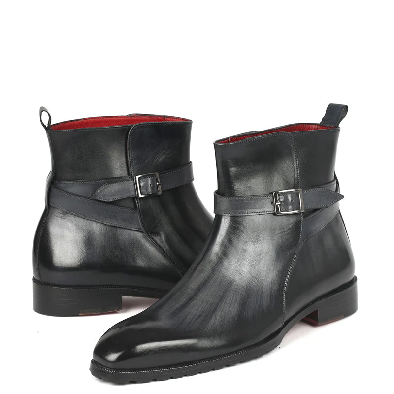 Patina Hand-Painted Leather Jodhpur Boot Black and Grey