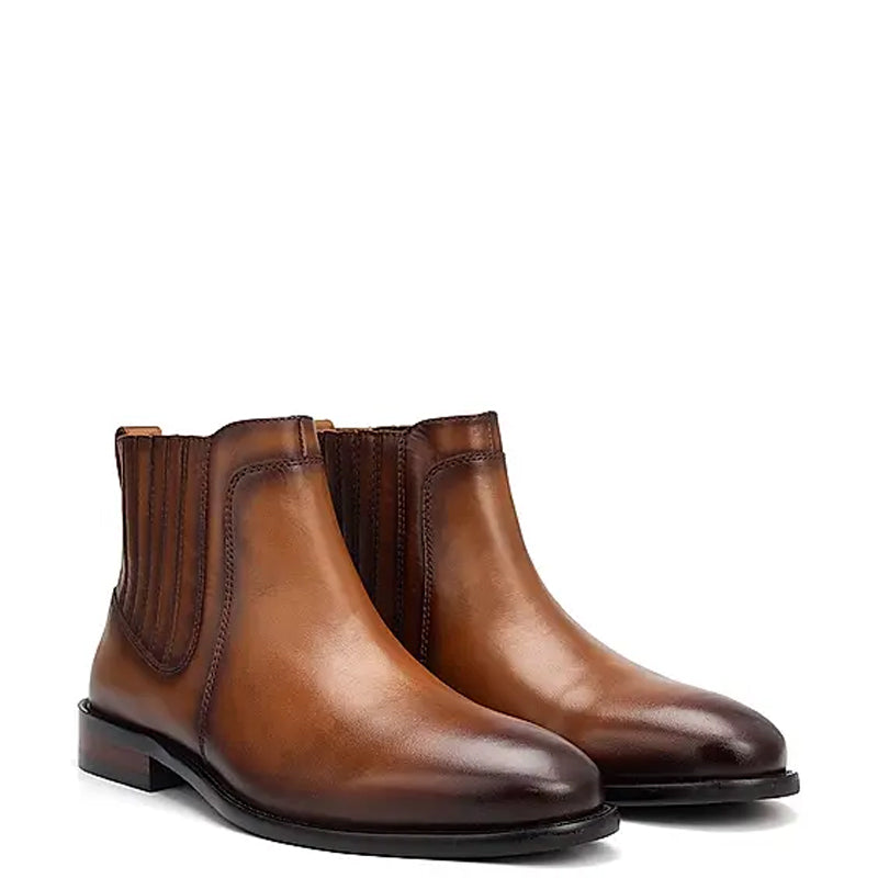 Mid-Top Plain Leather Handmade Stylish Chelsea Boots