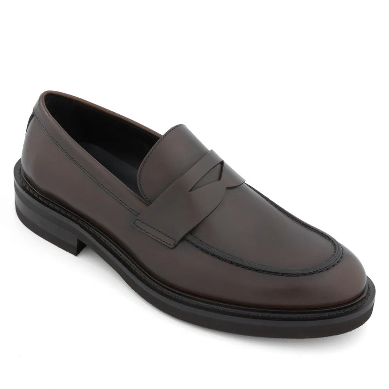 Classic Penny Solid Black Leather Loafers