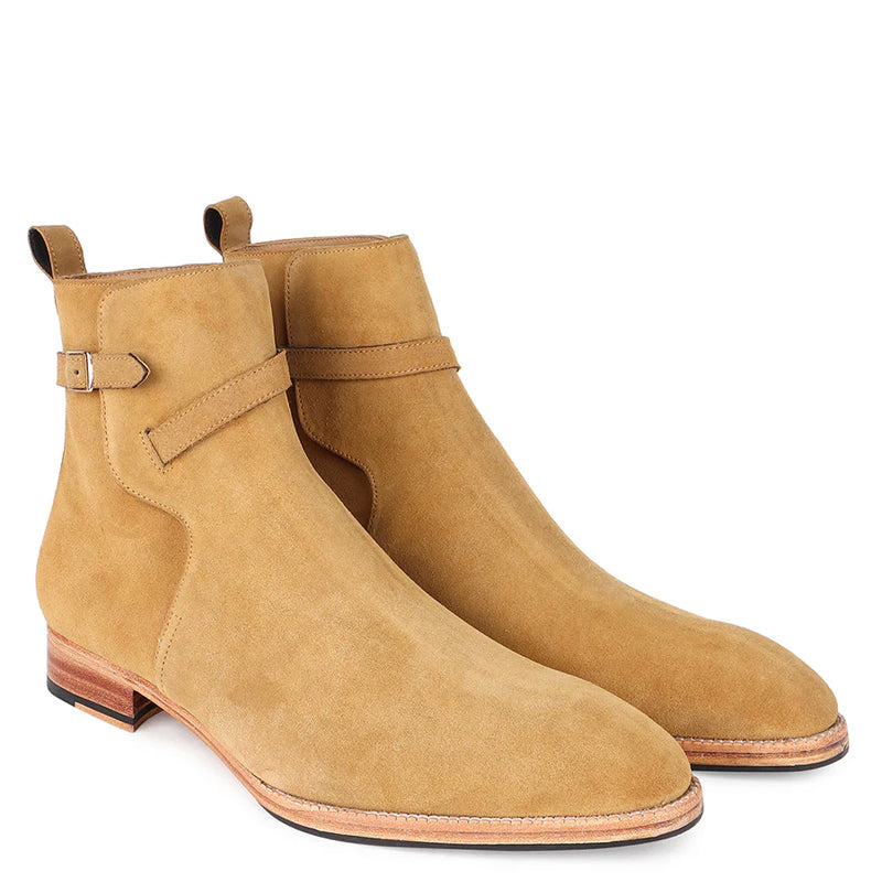 Men Suede Handmade Leather Jodhpur Ankle Boot Beige