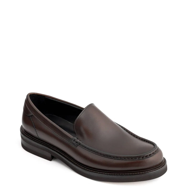 Round Toe Slip-On Leather Black Loafer