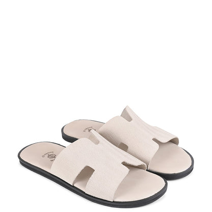 Luxury H-Style Leather Blue/Brown Slipper For Men