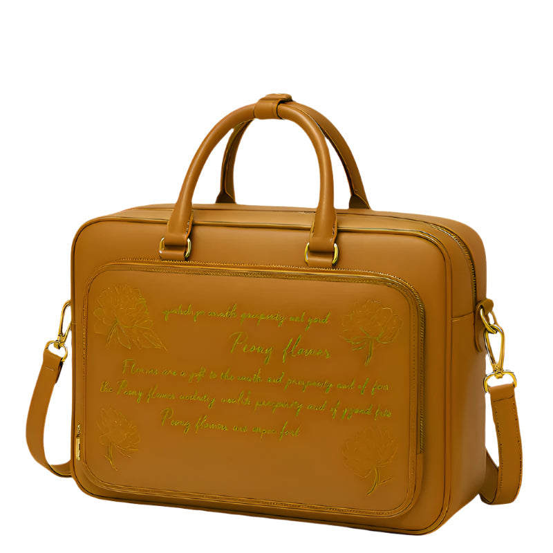 Italian Brown Men's Printed Leather Laptop Bag