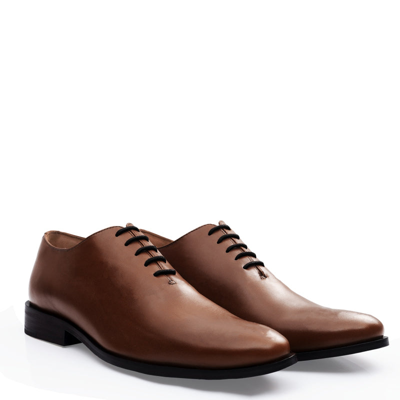 Classic Plain Wholecut Leather Oxford Shoe Dark Brown