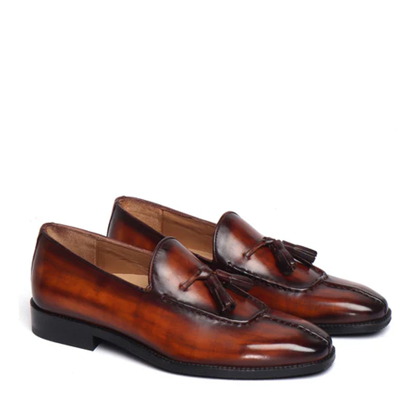 Men Leather Slip-On Formal Brown Tassel Loafer
