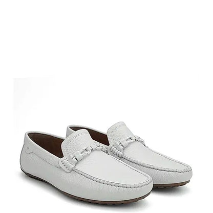 Men Textured Leather Driving Blue Loafer