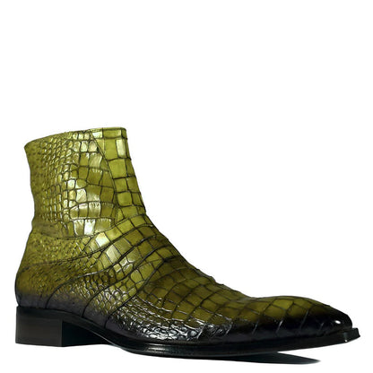 Croco Leather Zip Up Boots