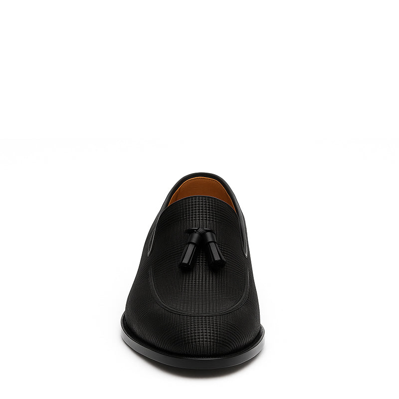 Men’s Leather Tassel Loafers Smart Slip on Black Shoe