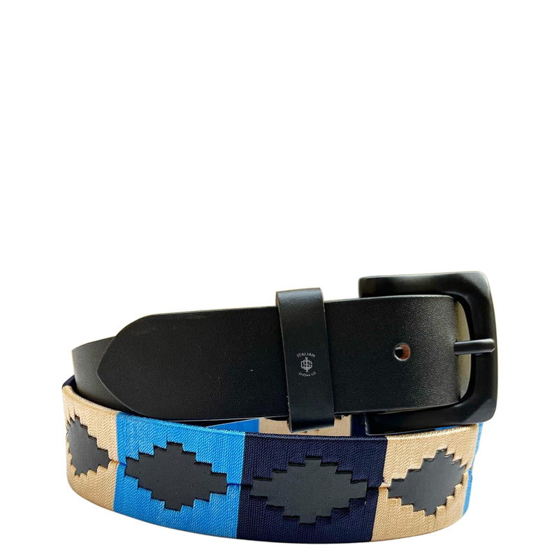 Vivacity Leather Belt Black and Blue