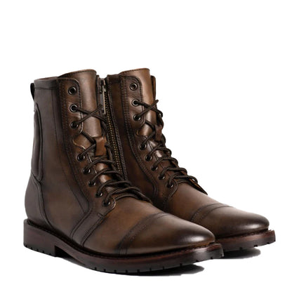Leather Zip-Up High Ankle Boots