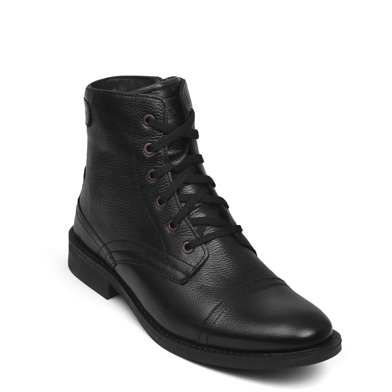 Men Lace-Up Leather Casual High Ankle Boot Brown