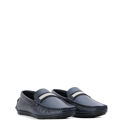 Classic Textured Leather Driving Black Loafer