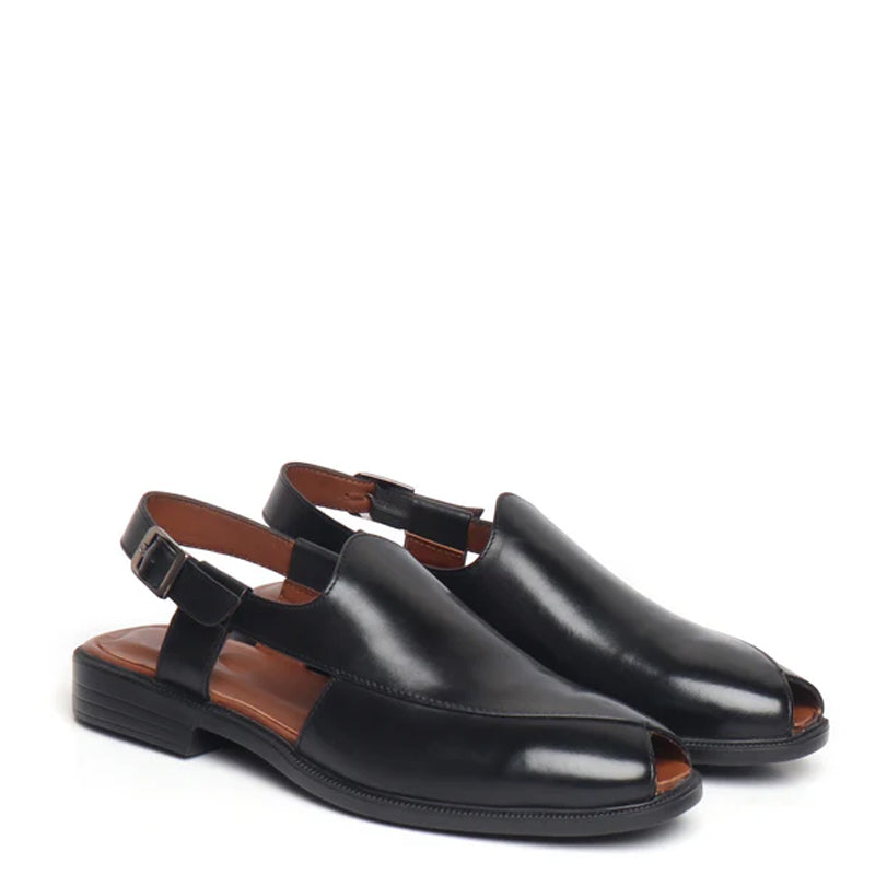 Cross Design Leather Comfort Peshawari Brown Sandal